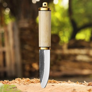 Couteau de cuisine moderne forgé à la main, lame en acier inoxydable, manche en os, étui en cuir - Product Image 2