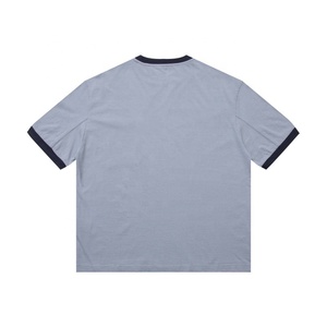 Haute qualité 200gsm 100% coton unisexe surdimensionné rayé poitrine poche décontracté à manches courtes col rond sonnerie T-shirt pour hommes femmes - Product Image 3