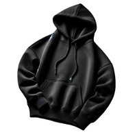 Sweat à capuche long unisexe en polaire polyester/nylon noir brodé de qualité supérieure, écologique, élégant, durable, imperméable et doux pour l'hiver