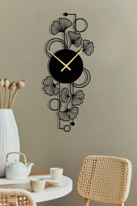 Horloge murale longue et élégante noire de qualité supérieure, idéale pour la maison, le bureau, l'hôtel et les intérieurs contemporains, fabriquée à la main en Inde - Product Image 2
