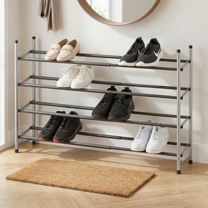 Estante de almacenamiento de zapatos de metal de 4 niveles DIY - Product Image 1