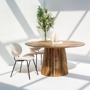 Table à manger ronde en bois Vandana Zentrix Astra Aureo Neo avec un design contemporain fait main et solide - Product Image 4