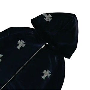 Ensemble de survêtement pour homme avec strass, sweat à capuche et pantalon de jogging en molleton de coton de haute qualité, style moderne et confortable, streetwear tendance - Product Image 2