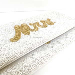 Or blanc perlé pochette de mariée luxe fait à la main sac à main de fête de mariage sac de soirée perle de verre Durable Portable sac à main de créateur - Product Image 2