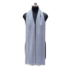 Premium Blue White Zigzag Scarf for Women, 28x80 Inch Handmade <b>Wool</b> Acrylic Stole, Best Quality Soft Fiber Winter <b>Wrap</b> Shawl - Product Image 1