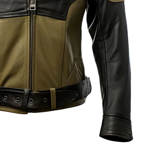 Blouson moto en PU pour homme, coupe-vent, col rabattable, manches classiques, couleur unie, fermeture éclair, style automne - Product Image 6