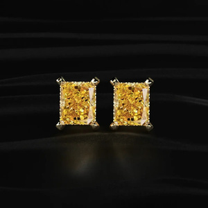 Pendientes de Diamante Amarillo Corte Radiante Cultivado en Laboratorio, Oro 2.1 CT, Joyería Elegante para Aniversario, de Proveedor Indio - Product Image 6