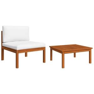 Conjunto Modular de Muebles de Jardín de Madera de Acacia Sólida Color Crema Blanco, Muebles Modulares para Exteriores - Product Image 3
