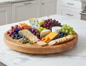 Plateau tournant rond en bois Lazy Susan pour rangement de table de cuisine, présentoir décoratif à un seul niveau pour comptoir - Product Image 3