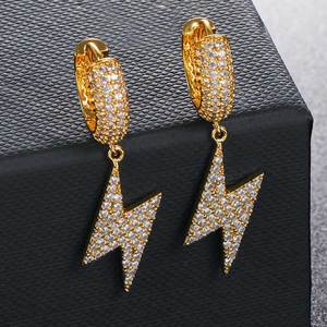 Pendientes de Plata 925 con Moissanita y Diamantes Certificados para Hombre, Diseño Rayo, Estilo Iced Out, Ligeros, Joyería de Lujo Hip Hop - Product Image 5