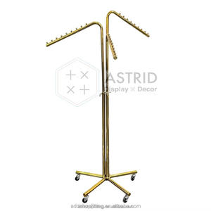 Porte-vêtements moderne et écologique en acier inoxydable doré, personnalisable, avec rail à roulettes mobile pour costumes et vêtements homme, femme, enfant - Product Image 4