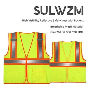 เสื้อกั๊กนิรภัยแบบมีซิป ดีไซน์ใหม่ หลายช่องใส่ของ แถบสะท้อนแสง ระบายอากาศได้ดี มาตรฐาน ANSI Class 1 EN ISO 20471 Class 2 กันน้ำ พร้อมไฟ LED - Product Image 2