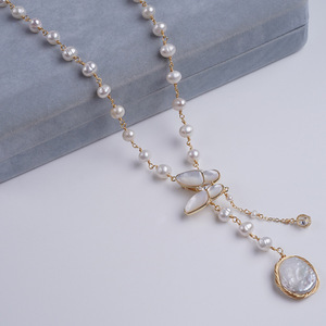 Collar de Perlas de Agua Dulce Naturales, Diseño de Sonrisa, Estilo Coreano, Nuevo, Moderno, con Cuentas, Cadena para Suéter, Simple y Elegante, Popular en Internet - Product Image 2