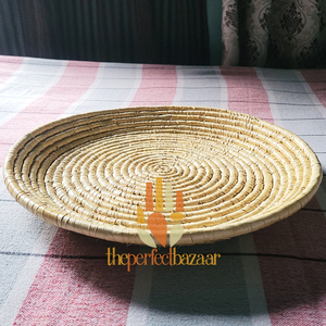 Assiette en herbe de Moonj naturelle faite à la main, multi-usages, écologique, durable, taille mini, forme ronde, Theperfectbazaar Kitchen - Product Image 5