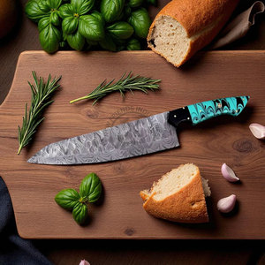Ensemble de couteaux de cuisine en acier Damas tendance, 5 pièces, lame martelée multi-usages, ambidextre, durable, tranchant, manche en résine - Product Image 5