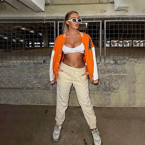 Fashion Women Varsity Jacket Plain Dyed <b>Knitted</b> Windproof Winter Spring Custom Cotton Shell & Lining Embroidery Varsity Jackets - Product Image 6