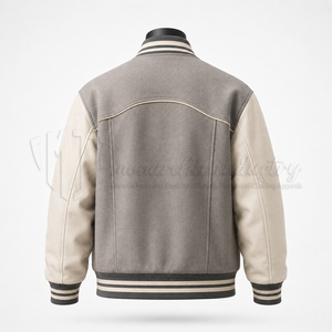 Chaqueta Varsity Personalizada para Hombre con Mangas en Contraste y Cierre de Botones a Presión, Fabricante Mayorista - Product Image 2