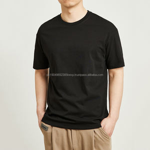 Soldes d'été : T-shirt en coton uni à coupe droite et épaules tombantes pour homme, personnalisable, décontracté, uni, à manches courtes - Product Image 4