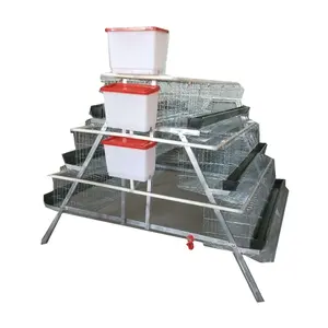 Hot Sale Galvanized Automatic A Type 3/4 tiers broiler chicken cage for layers poultry farming HJ-AC128