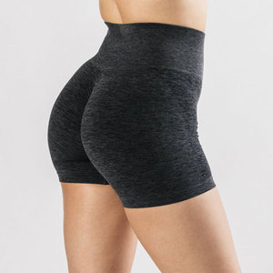 Women Solid High Waist Yoga Shorts Ruched Butt Four-Way Stretch Seamless Elastic Waist Fitness Workout <b>Gym</b> Washed <b>Mesh</b> - Product Image 2