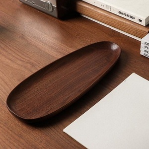 Plateau de service rond en bois d'acacia artisanal pour repas, collations et desserts par f s international - Product Image 2