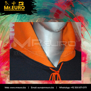 Custom Men's Black Zip Up <b>Hoodie</b> Casual <b>Orange</b> Lined Left Chest Logo OEM Service - Product Image 6