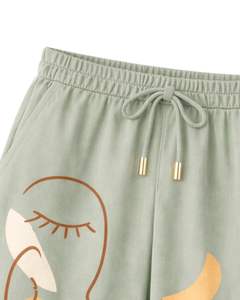 Conjunto de Dos Piezas para Mujer, Diseño Abstracto con Estampado de Rostro, Camisa de Manga Corta con Botones y Pantalón de Pierna Ancha, Ropa Casual - Product Image 5