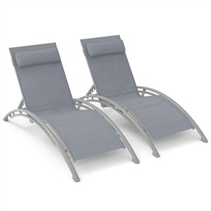 Set of 2 Outdoor Adjustable Backrest Patio <b>Recliner</b> <b>Chairs</b> with Removable Pillow Indoor/Outdoor <b>Beach</b> Sun Loungers - Product Image 1