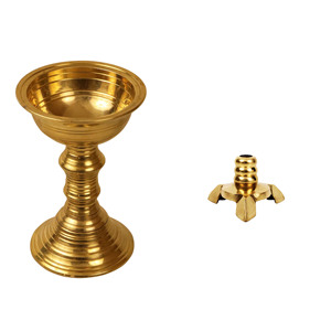 Lámpara de aceite tradicional de latón Kalanjiam Temple Diya, hecha a mano, para decoración de Pooja - Product Image 5
