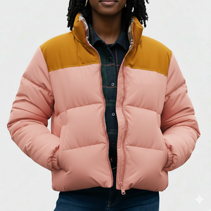 Chaqueta de plumón para mujer al por mayor, personalizada, negra, OEM, con capucha de piel sintética, cremallera completa y cinturón, estilo burbuja, para invierno. - Product Image 4