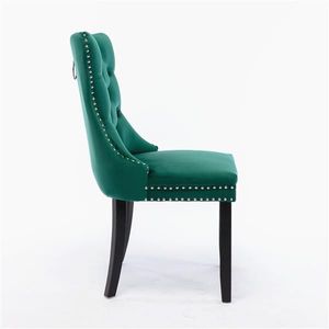 Collezione Moderna di Alta Gamma: Set di 2 Sedie da Pranzo Contemporanee in Velluto con Gambe in Legno Massello e Finitura con Borchie - Product Image 4