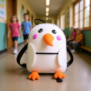Wool Felt Penguin Student <b>Backpack</b> - Product Image 3