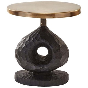Table d'appoint en métal de forme ovale, design rond, qualité antique, taille personnalisée, en aluminium et laiton - Product Image 1