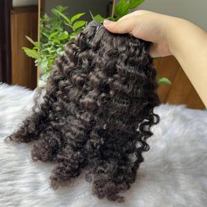 Venta al por mayor de extensiones de cabello ondulado natural vietnamita 100% peldaños de cabello humano rizado birmano con cutícula alineada proveedor - Product Image 3