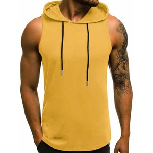 เสื้อฮู้ดแขนกุดสีพื้นสำหรับผู้ชาย สีชมพู ทรงปกติ - Product Image 2
