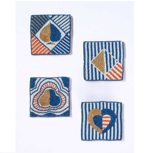 Handmade Seed Bead <b>Coasters</b> With Intricate Embroidery Design Custom Beaded <b>Drink</b> <b>Coasters</b> for Coffee and Dining Tables - Product Image 5