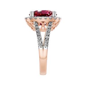 พรีเมี่ยม14K & 18K ทองเบาะตัดแหวนทับทิมเพชรธรรมชาติหรูหราเครื่องประดับหมั้นงานแต่งงานจากอินเดียสำหรับปาร์ตี้ - Product Image 2