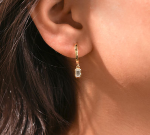 Diamond Dangling Earrings 14K Gold Lab Diamond 1ct Drop Minimalist Elegant Anniversary Birthday Graduation Bridal Gift for Women - Product Image 1