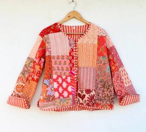 มาใหม่ล่าสุดสีHandmade Patchworkแจ็คเก็ตอินเดียHandmade Patchทํางานแจ็คเก็ตเสื้อBohoเสื้อแจ็คเก็ตสําหรับสตรี - Product Image 5