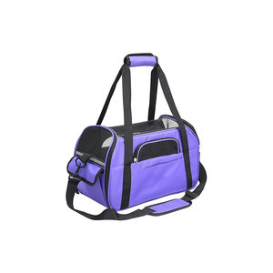 Purple Oxford Soft-Sided Pet Carrier With Zipper Closure Breathable Mesh For <b>Cats</b> 15kg Max Weight - Product Image 1