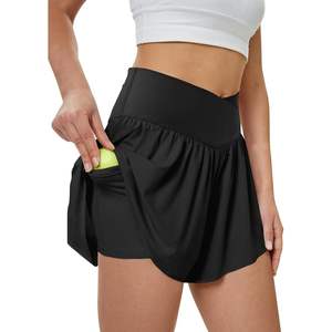 Jupe de tennis athlétique en polyester pour femmes 2025 avec ensemble OEM de shorts d'entraînement de poches - Product Image 3