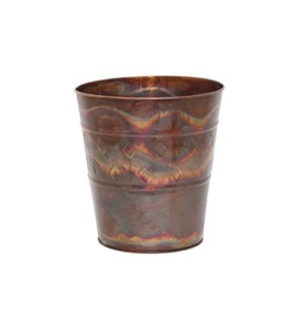Antique Finish Metal <b>Dustbin</b> with Diamond Pattern Design for Stylish Home Interiors - Product Image 2