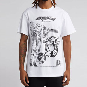 T-shirt blanc à manches courtes pour homme, col rond, coupe classique, avec imprimé style streetwear, en jersey de coton - Product Image 5