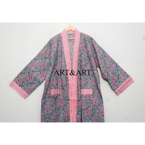 Elegante Bata Kimono de Algodón para Mujer, Ideal para Bodas, Damas de Honor, Ropa de Dormir de Verano y Ropa de Playa, Transpirable, de Secado Rápido, con Cuello en V - Product Image 2