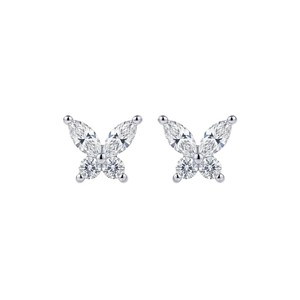 Pendientes de Mariposa con Moissanita, Color DEF, Claridad VS VVS, Certificación IGI, Oro Sólido de 10K, 14K, 18K, Diamantes de Laboratorio Marquise y Redondos - Product Image 3