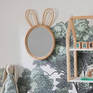 Miroir Lapin Artisanal Tressé à la Main en Rotin – Décoration Murale Bohème pour Chambre d'Enfant et Crèche – Artisanat en Osier Décoratif - Product Image 5