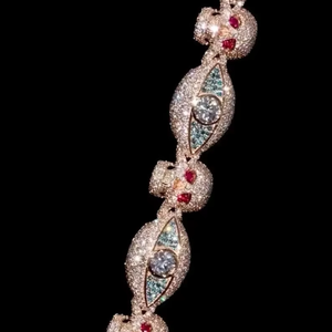 Pulsera de Plata 925 Personalizada con Diamantes de Moissanita, Estilo Hip Hop, Amuleto de la Suerte, para Hombre y Mujer - Product Image 1