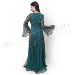 Vestido de fiesta de mujer bordado a mano de último diseñador para ropa de fiesta, ropa de noche diseños personalizados logotipo al por mayor - Product Image 3