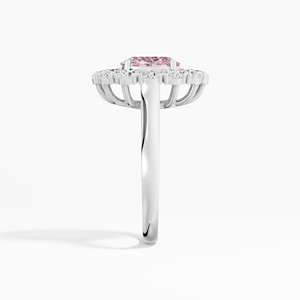 Anillo de estilo Floral de moissanita de pera blanca ovalada rosa de 2,10 Ctw certificado, joyería fina de Plata de Ley 925 para mujer, Diamante VABS - Product Image 2