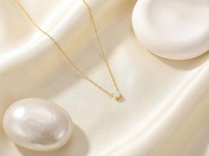 <b>Opal</b> Pendant Minimalist Prong Pendant October Birthstone Bridesmaid Gift 925 Sterling Silver 14K Gold Plated Pendant Jewelry - Product Image 5